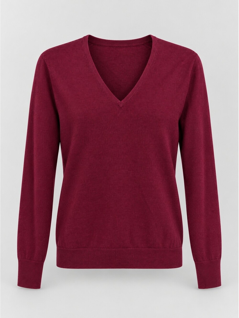 Uniqlo Women's M Burgundy 100% Wool V-Neck Pullover Sweater